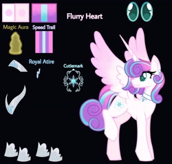 Size: 3464x3295 | Tagged: safe, artist:honeydream1, princess flurry heart, alicorn, pony, g4, base used, black background, female, mare, older, older flurry heart, reference sheet, simple background, smiling, solo, turned head