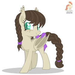 Size: 2500x2500 | Tagged: safe, artist:r4hucksake, oc, oc only, oc:cookie cream, bat pony, pony, bow, braid, cute, female, freckles, looking at you, mare, ocbetes, simple background, smiling, smiling at you, solo, tail, tail bow, transparent background