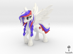 Size: 710x528 | Tagged: safe, artist:teonanakatle, oc, oc only, oc:marussia, alicorn, pony, 3d, alicornified, concave belly, cute, female, mare, nation ponies, race swap, raised hoof, render, russia, slender, solo, spread wings, standing, thin, wings, zbrush