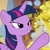 Size: 1071x1080 | Tagged: safe, screencap, twilight sparkle, alicorn, pony, friendship university, g4, my little pony: friendship is magic, season 8, cropped, female, gold, lidded eyes, mare, raised hoof, smiling, solo, twilight sparkle (alicorn)