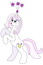 Size: 2092x3163 | Tagged: safe, artist:supahdonarudo, fleur-de-lis, pony, unicorn, series:fleurbuary, g4, bipedal, female, fireworks, high res, magic, mare, rearing, round belly, simple background, solo, transparent background