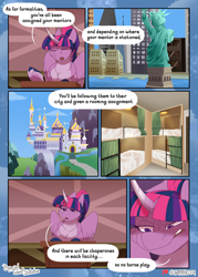 Size: 1800x2520 | Tagged: safe, artist:parrpitched, twilight, twilight sparkle, alicorn, pony, comic:the special talent initiative, g4, bed, canterlot, comic, horn, manehattan, train station, twilight sparkle (alicorn), wings