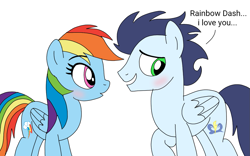 Size: 1157x720 | Tagged: safe, artist:dasher666, rainbow dash, soarin', pegasus, pony, g4, female, i love you, male, mare, ship:soarindash, shipping, simple background, stallion, straight, white background