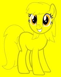 Size: 1036x1313 | Tagged: safe, artist:darkpinkmonster, artist:spitfirethepegasusfan39, earth pony, pony, g4, adult blank flank, base used, blank flank, grin, male, mr. happy, mr. men, mr. men little miss, ponified, simple background, smiling, solo, stallion, yellow background