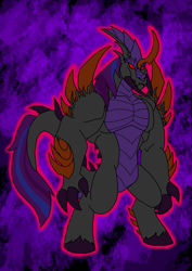 Size: 1000x1414 | Tagged: safe, artist:zetikoopa, shining armor, g4, corrupted, male, monster, monster shining armor, rainbow of darkness, red eyes, species swap