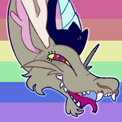 Size: 1750x1750 | Tagged: safe, artist:goatpaste, discord, draconequus, g4, gay pride flag, icon, pride, pride flag, solo