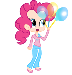 Size: 1486x1538 | Tagged: safe, pinkie pie, human, g4, balloon, clothes, female, holding, humanized, shoes, simple background, solo, transparent background