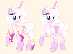 Size: 1164x864 | Tagged: safe, artist:chatbugiu, artist:hancar, princess cadance, oc, oc only, unnamed oc, alicorn, alicorn oc, base used, blaze (coat marking), blue eyes, coat markings, colored hooves, colored horn, colored pinnae, colored wings, concave belly, eyeshadow, facial markings, female, folded wings, gradient ears, gradient legs, gradient mane, gradient tail, grin, horn, kinsona, lidded eyes, makeup, mare, orange background, pale belly, raised hoof, simple background, slender, smiling, tail, thin, two toned wings, wings