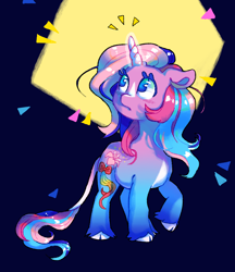 Size: 1296x1500 | Tagged: safe, artist:fizpup, artist:poniesart, classical unicorn, pony, unicorn, g3, cloven hooves, collaboration, fusion, fusion:lily lightly, fusion:silver rain, horn, leonine tail, solo, unshorn fetlocks