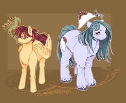 Size: 2048x1675 | Tagged: safe, artist:maplewozapi, oc, oc only, oc:crums, oc:mars, earth pony, pegasus, pony, duo