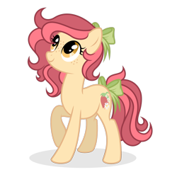 Size: 2000x2000 | Tagged: safe, artist:shizow, oc, oc:strawberry peach, earth pony, pony, bow, female, hair bow, mare, simple background, solo, tail, tail bow, transparent background