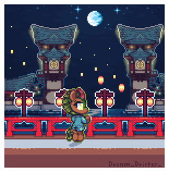 Size: 1395x1422 | Tagged: safe, artist:mariothepixelarter, cinder glow, summer flare, kirin, semi-anthro, g4, chinese new year, female, lunar new year, pixel art, solo, year of the dragon