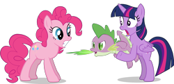 Size: 7988x3872 | Tagged: safe, artist:cartoonmasterv3, pinkie pie, spike, twilight sparkle, alicorn, dragon, earth pony, pony, g4, chinese new year, dragonfire, simple background, transparent background, twilight sparkle (alicorn), year of the dragon