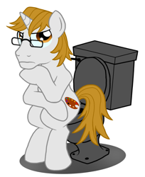 Size: 1369x1680 | Tagged: safe, artist:jac59col, oc, oc only, oc:palette swab, pony, unicorn, but why, glasses, implied pooping, male, simple background, sitting, sitting on toilet, solo, stallion, thinking, toilet, white background