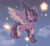 Size: 2048x1882 | Tagged: safe, artist:1312barks, twilight sparkle, alicorn, pony, g4, cloud, flying, gray coat, hooves, horn, night, purple coat, raised hoof, sky, solo, stars, twilight sparkle (alicorn), wings