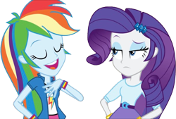 Size: 3735x2520 | Tagged: safe, edit, edited screencap, editor:homersimpson1983, screencap, rainbow dash, rarity, human, equestria girls, g4, my little pony equestria girls: rainbow rocks, background removed, belt, clothes, duo, duo female, female, jacket, not a vector, shirt, simple background, skirt, transparent background, vest
