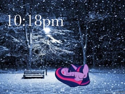 Size: 1280x960 | Tagged: safe, artist:popoyriaza453, twilight sparkle, alicorn, pony, g4, female, irl, night, photo, snow, snowfall, solo, twilight sparkle (alicorn)