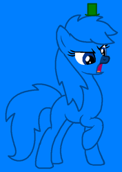 Size: 460x651 | Tagged: safe, artist:beanbases, artist:spitfirethepegasusfan39, earth pony, pony, g4, adult blank flank, angry, base used, blank flank, blue background, blue nose, clothes, grumpy, hat, male, mr. grumpy, mr. men, mr. men little miss, ponified, raised hoof, raised leg, simple background, smiling, solo, stallion, talking