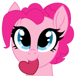 Size: 1955x1970 | Tagged: safe, artist:starshade, artist:twilyisbestpone, pinkie pie, earth pony, pony, g4, base used, bust, cute, daaaaaaaaaaaw, diapinkes, female, heart, hnnng, looking at you, mare, mouth hold, simple background, smiling, smiling at you, solo, transparent background, weapons-grade cute