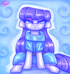 Size: 3600x3800 | Tagged: safe, artist:mannybcadavera, maud pie, earth pony, pony, g4, abstract background, clothes, dress, eyebrows, eyebrows visible through hair, female, floppy ears, lidded eyes, looking at you, mare, sitting, solo