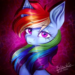 Size: 1080x1080 | Tagged: safe, artist:black__dash_, rainbow dash, pegasus, pony, g4, abstract background, bust, date (time), eye clipping through hair, eyebrows, eyebrows visible through hair, female, mare, portrait, shadow, signature, smiling, solo