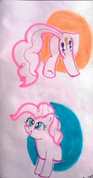 Size: 1636x3120 | Tagged: safe, artist:pnkpny, pinkie pie, earth pony, pony, g4, female, mare, now you're thinking with portals, open mouth, open smile, portal, smiling, traditional art