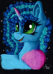 Size: 1920x2712 | Tagged: safe, artist:julunis14, misty brightdawn, pony, unicorn, g5, bust, female, mare, portrait, solo, traditional art