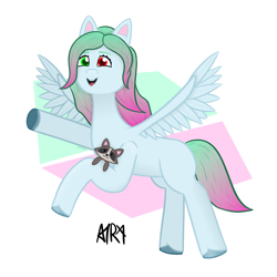 Size: 1967x1967 | Tagged: safe, artist:a1ra, oc, oc only, oc:cobalt skies, pegasus, raccoon, g5, abstract background, female, solo