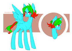 Size: 2184x1556 | Tagged: artist needed, safe, oc, oc:precised note, no pupils, smiling, spread wings, tail, two toned mane, two toned tail, wings