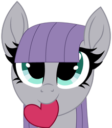 Size: 1670x1910 | Tagged: safe, artist:starshade, artist:twilyisbestpone, maud pie, earth pony, pony, g4, base used, cute, daaaaaaaaaaaw, female, heart, hnnng, looking at you, mare, mouth hold, out of character, simple background, smiling, smiling at you, solo, transparent background, weapons-grade cute, when she smiles