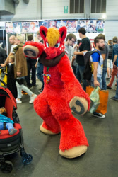 Size: 640x960 | Tagged: safe, artist:ino89777, big macintosh, earth pony, human, g4, 2015, crowd, fursuit, horse collar, irl, irl human, photo, ponysuit, pose, raised leg, solo focus