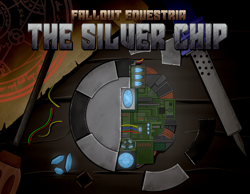 Size: 6200x4800 | Tagged: safe, artist:singovih, fallout equestria, fanfic:the silver chip, cover art, crystal, fanfic, fanfic art, poker chips, screwdriver, scroll, wires