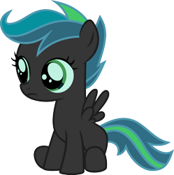Size: 1920x1926 | Tagged: artist needed, safe, anonymous artist, queen chrysalis, scootaloo, changeling, pegasus, pony, g4, female, filly, foal, fusion, fusion:queen chrysalis, fusion:scootaloo, recolor, simple background, sitting, spread wings, transparent background, wings