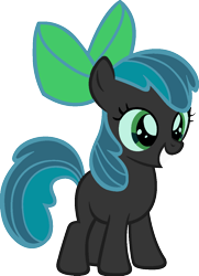 Size: 900x1242 | Tagged: artist needed, safe, anonymous artist, apple bloom, queen chrysalis, changeling, earth pony, pony, g4, bow, female, filly, foal, fusion, fusion:apple bloom, fusion:queen chrysalis, grin, hair bow, recolor, simple background, smiling, transparent background