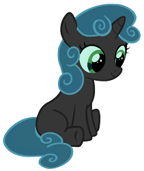 Size: 1500x1775 | Tagged: artist needed, safe, anonymous artist, queen chrysalis, sweetie belle, changeling, pony, unicorn, g4, female, filly, foal, fusion, fusion:queen chrysalis, fusion:sweetie belle, queen belle, recolor, simple background, sitting, smiling, transparent background