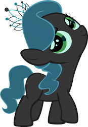 Size: 1920x2766 | Tagged: artist needed, safe, anonymous artist, diamond tiara, queen chrysalis, changeling, earth pony, pony, g4, female, filly, foal, fusion, fusion:diamond tiara, fusion:queen chrysalis, jewelry, recolor, simple background, tiara, transparent background