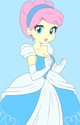 Size: 1280x1983 | Tagged: safe, artist:daichigatari, fluttershy, human, equestria girls, g4, alternate hairstyle, anime, beautiful, cinderella, cindershy, clothes, cute, dress, ear piercing, earring, evening gloves, eyebrows, eyebrows visible through hair, female, gloves, gown, hairband, humanized, jewelry, long gloves, open mouth, open smile, piercing, poofy shoulders, pretty, princess costume, shyabetes, smiling, solo