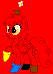 Size: 597x830 | Tagged: safe, artist:edgeoffear, artist:spitfirethepegasusfan39, pegasus, pony, g4, adult blank flank, base used, blank flank, clothes, flower, flower pot, folded wings, frown, gloves, male, mr. men, mr. men little miss, mr. wrong, ponified, red background, shoes, simple background, solo, stallion, wings