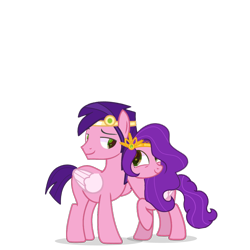 Size: 3600x3600 | Tagged: safe, alternate version, artist:ramixe dash, pipp petals, pegasus, pony, g4, g5, duo, female, g5 to g4, generation leap, male, mare, pip corolla, r63 paradox, rule 63, self paradox, self ponidox, simple background, stallion, transparent background