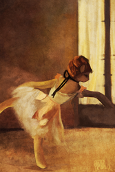 Size: 600x900 | Tagged: source needed, safe, artist:cosmicunicorn, semi-anthro, edgar degas, fine art parody, solo