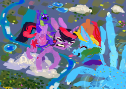 Size: 1000x707 | Tagged: safe, artist:cutebrows, rainbow dash, spike, twilight sparkle, alicorn, g4, twilight sparkle (alicorn)