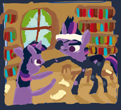 Size: 400x363 | Tagged: safe, artist:cutebrows, twilight sparkle, unicorn, g4, it's about time, future twilight, golden oaks library, scene interpretation, unicorn twilight