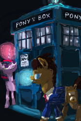 Size: 600x900 | Tagged: safe, artist:cutebrows, doctor whooves, time turner, twilight sparkle, g4, doctor who, tardis