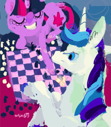 Size: 915x1050 | Tagged: safe, artist:cutebrows, shining armor, twilight sparkle, g4, brother and sister, chess, female, male, siblings