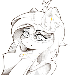 Size: 1350x1350 | Tagged: safe, artist:glazirka, oc, oc only, pegasus, pony, black and white, grayscale, monochrome, solo