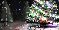 Size: 3508x1781 | Tagged: safe, artist:toisanemoif, twilight sparkle, alicorn, g4, candy, candy cane, christmas, christmas tree, food, holiday, night, snow, snowfall, tree, twilight sparkle (alicorn)