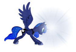 Size: 1077x742 | Tagged: safe, artist:transparentjiggly64, princess luna, alicorn, g4, 3d, magic, simple background, transparent background