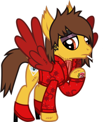 Size: 967x1145 | Tagged: safe, artist:lightningbolt, derpibooru exclusive, pegasus, pony, g4, .svg available, alex gaskarth, all time low, butt fluff, cheek fluff, cigarette, clothes, dyed wings, ear fluff, eyeliner, eyeshadow, frown, hair over one eye, high heels, hoof fluff, looking at you, makeup, male, ponified, raised hoof, shirt, shoes, show accurate, simple background, smoking, solo, spread wings, stallion, standing, suit jacket, svg, tail, tail feathers, tattoo, transparent background, undershirt, vector, wing fluff, wings