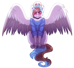 Size: 3537x3257 | Tagged: safe, artist:krissstudios, oc, oc only, oc:kamy, pegasus, pony, clothes, colored wings, female, mare, shirt, simple background, solo, transparent background, two toned wings, wings