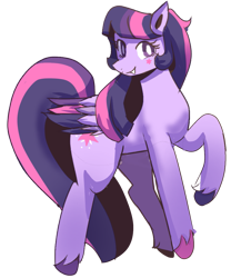 Size: 1065x1280 | Tagged: safe, artist:peanutfrogy, twilight sparkle, pegasus, pony, g4, cute, facial markings, feathered wings, female, happy, pegasus twilight sparkle, race swap, raised hoof, simple background, solo, transparent background, twiabetes, wings